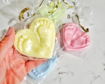 30 hearts with two feet, soap feet, baby shower soap, heart soap WRAPPED