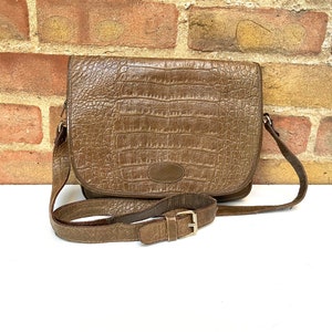 1970&#39;s Taupe Brown Shoulder Bag/70’s Brown Crossbody Handbag