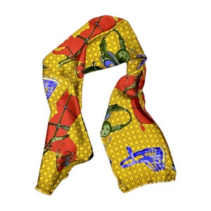 1990&#39;s Yellow Equestrian Themed Pure Silk Scarf/1990’s Silk Scarf/Hermes Style Silk Scarf