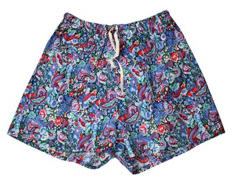 1990&#39;s Blue Floral and Paisley Print Shorts - Deadstock -  Saved By The Bell Shorts