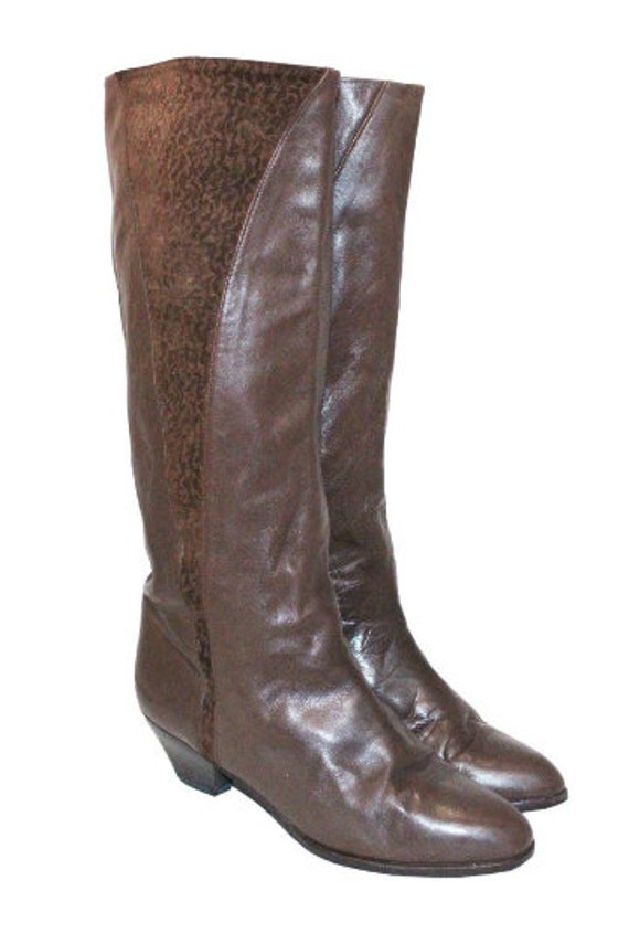 1980's Textured Boots/Vintage Suede and Leather B… - image 1