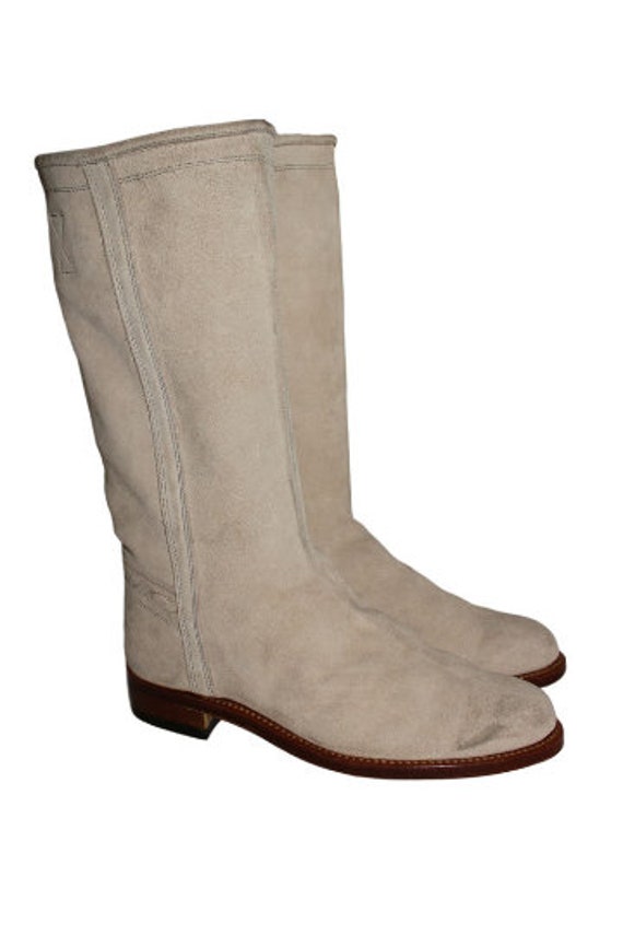 1990's Chunky Cowboy Style Suede Boots