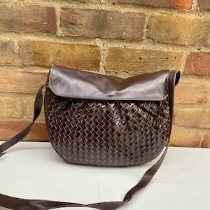 1970's Dark Chocolate Crossbody Bag- 1970’s Dark Brown Leather Shoulder Bag