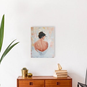 Abstract ballerina painting, abstracted wall decor, boho painting, dancer artwork, dancer painting, canvas painting. Rose gold homedecor.