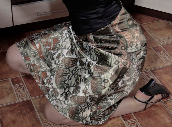 Midi satin vintage women's skirt, Summer Skirt, A… - image 7