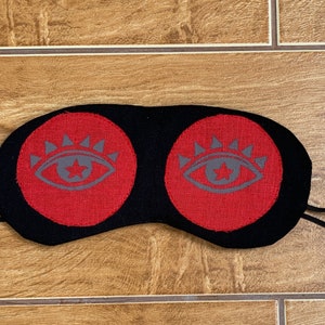 Eye sleep mask Organic cotton eye pillow Black and Red, Grey Stripes Slumber SPA Pj party favor Travel mask Man sleep mask