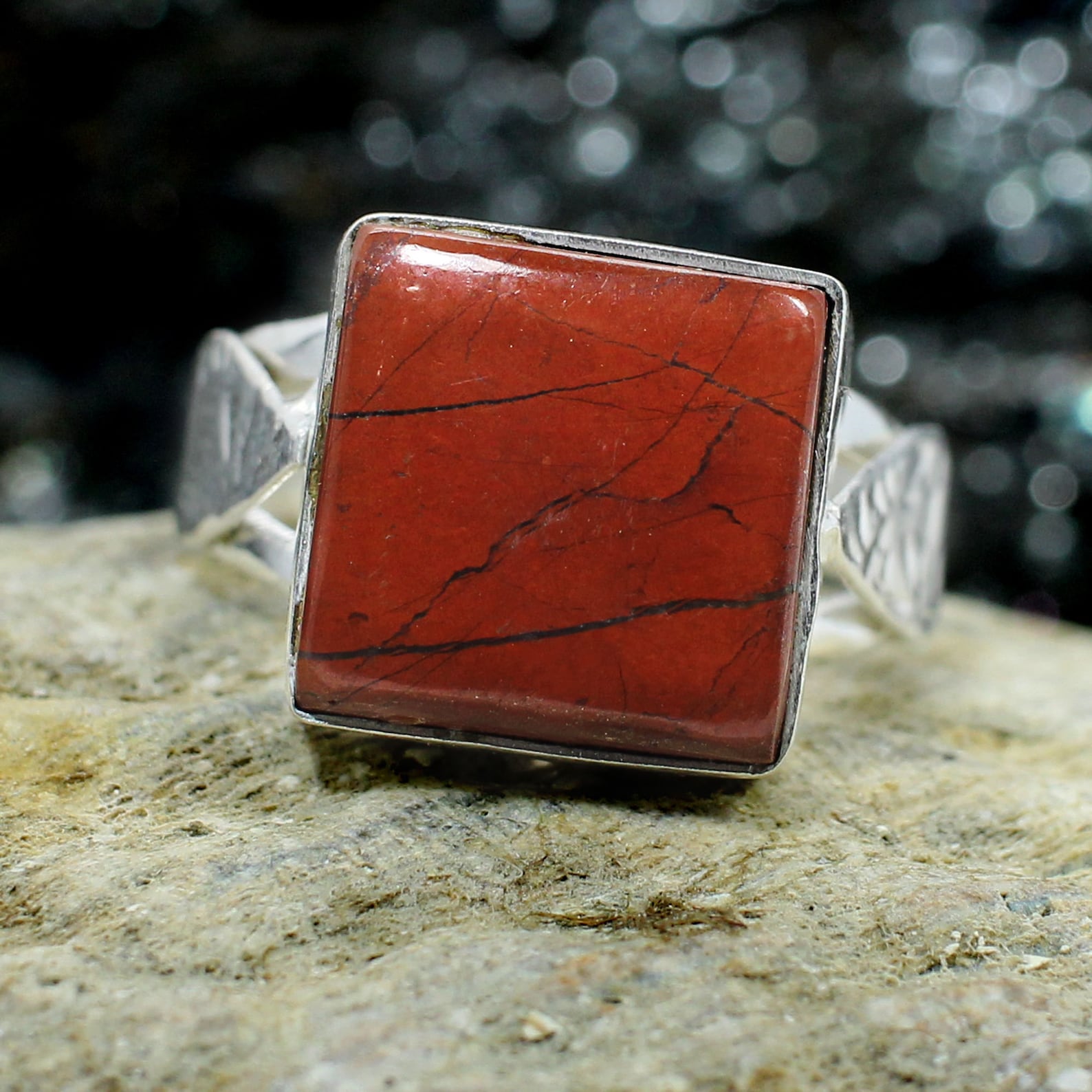 Natural Red Jasper Handmade Ring Silver Brass Ring Statement Etsy