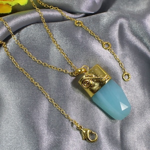 Aqua Chalcedony Necklace, Women Gemstone Necklace, Chalcedony Jewelry, Gold Plated, Gemstone Necklace, Stylish Jewelry, Antique Jewelry