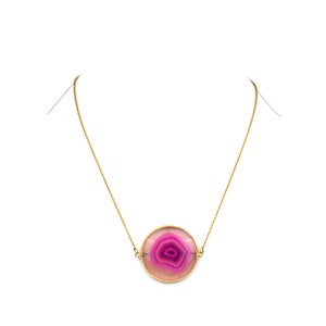 Unique Gift Necklace For Women, Pink Lace Agate Necklace, Gemstone Necklace, Gold Plated Necklace, Women Chain Necklace, Gift For Her