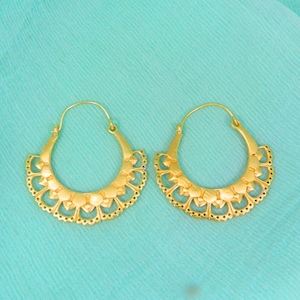 Handcrafted Gold Plated Earringsgypsy Creole Earringsdrilled - Etsy