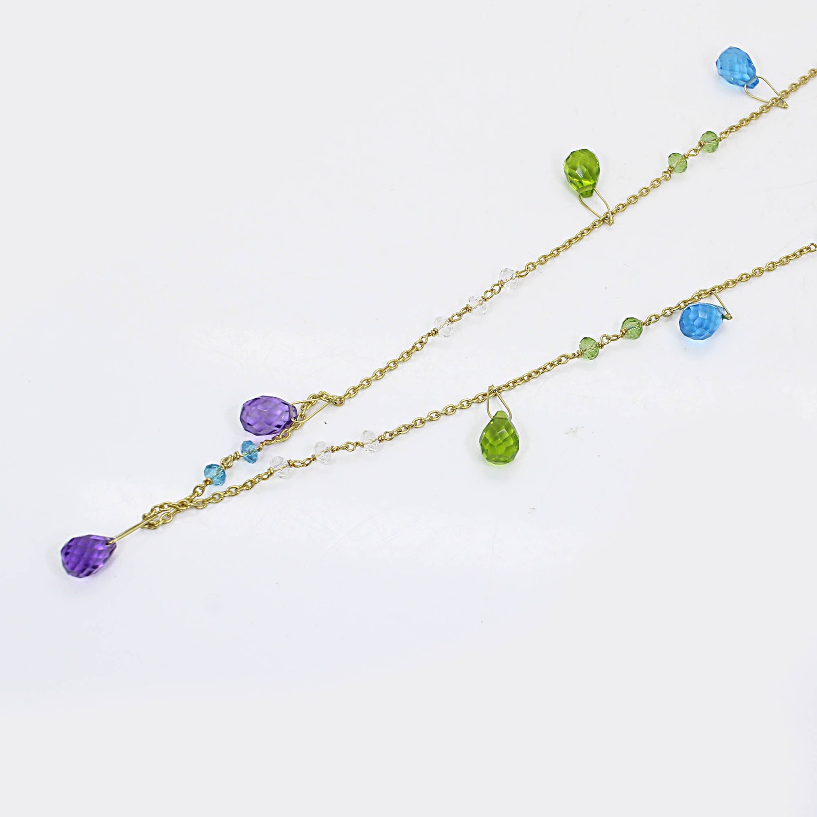 Multi Gemstones Beaded Necklace Gold Plated Brass Jewelry Etsy