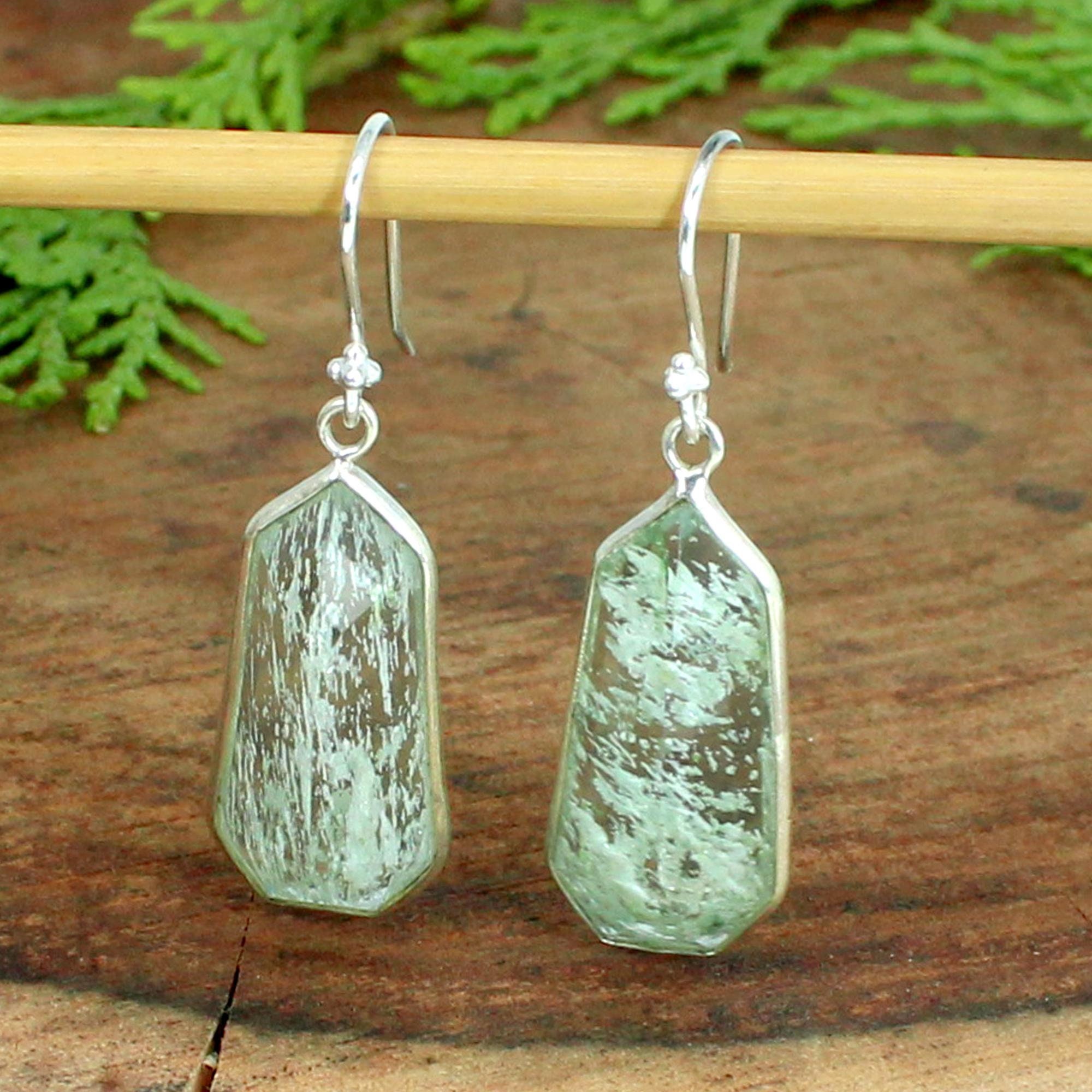 Large Stone EarringsCrackle Glass EarringsGreen Stone Etsy
