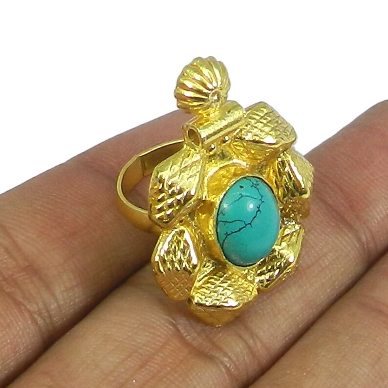 Statement Ring Boho Ring* Ring Gold Ring Turquoise Ring* Gold Vermeil Ring Gypsy Ring Blue *Bohemian Jewelry Hippie Handmade