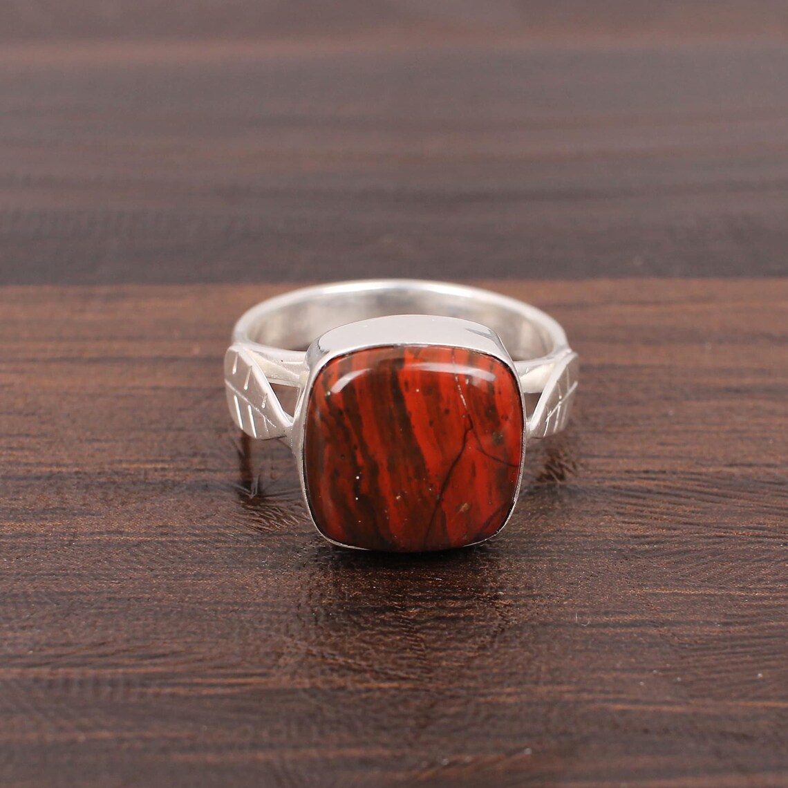 Natural Red Jasper Handmade Ring Silver Brass Ring Statement Etsy