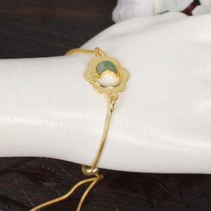 Grüner Aventurin Edelstein Armband, vergoldet Armband, verstellbar Armband, einzigartige Geschenkidee, Edelstein Armband, Armband für Frauen