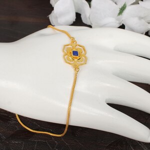 Lapis Lazuli Gemstone Bracelet, Unique Bracelet, Chain Bracelet, Gold Plated Bracelet, Handmade Bracelet, Wedding Gift For Women