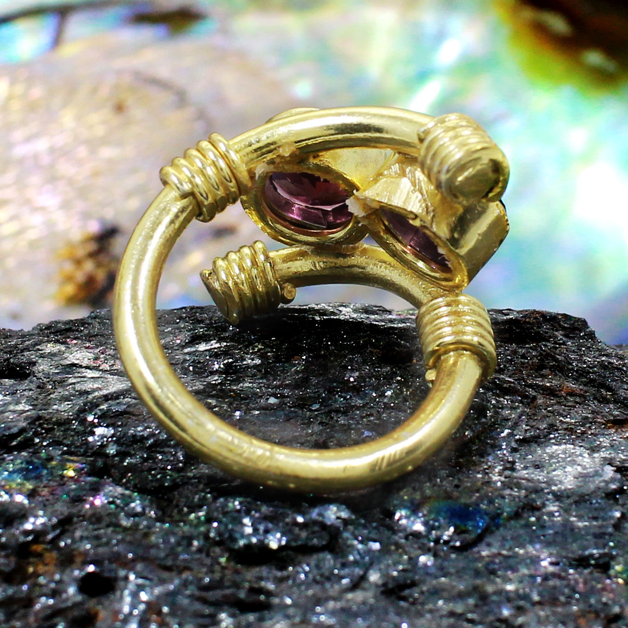 Pink Amethyst Handmade Ring Gold Plated Brass Ring Gemstone | Etsy