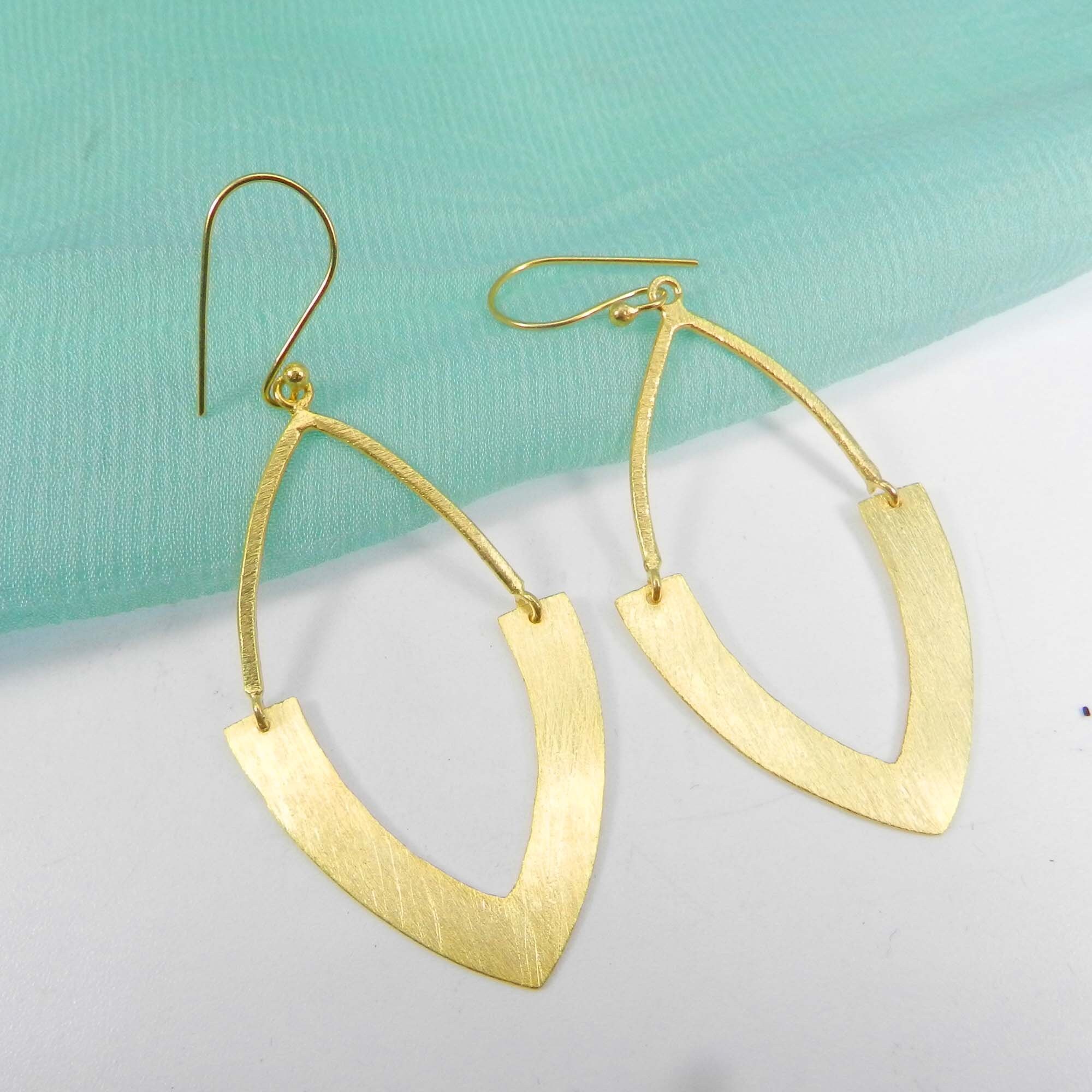 V Shaped Earrings Chevron Earrings Gold Plated Earring  Etsy