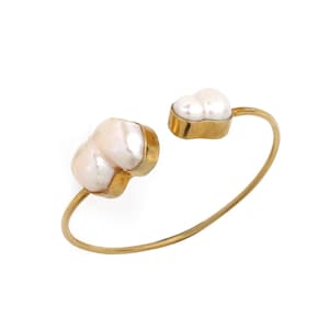 Adjuatable Woman Bangle, Natural Baroque Pearl Bangle Jewelry, Daily Wear Bangle, Uneven Shape Bracelet Bangle, Jewelry For Mom Gift