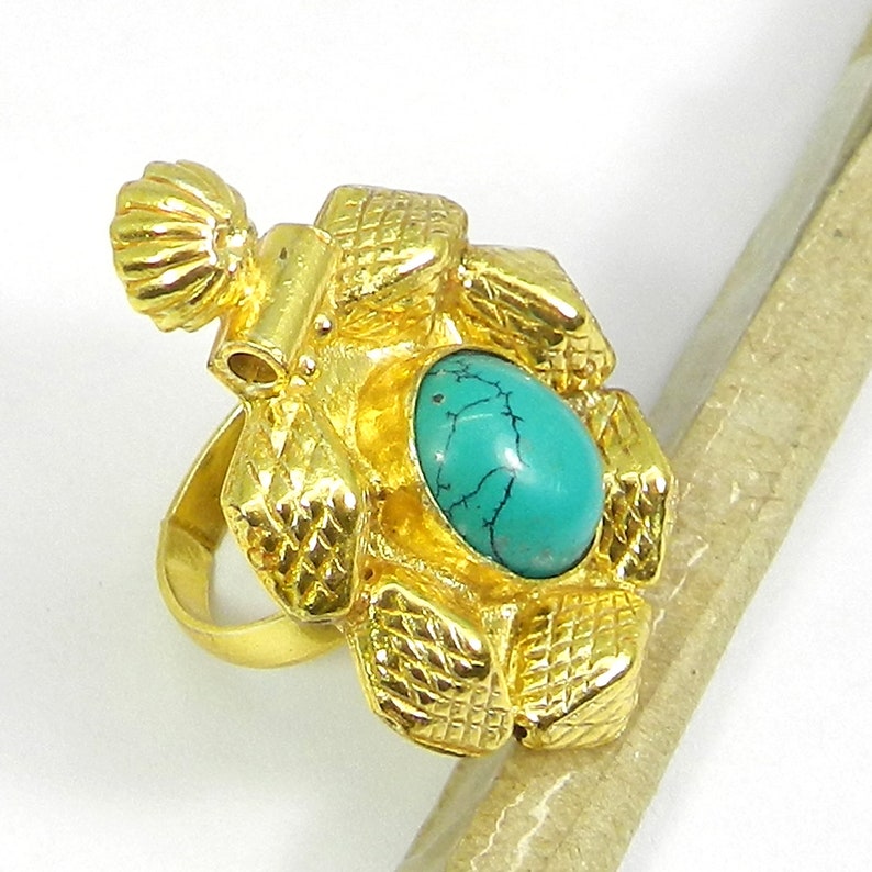 Statement Ring Boho Ring* Ring Gold Ring Turquoise Ring* Gold Vermeil Ring Gypsy Ring Blue *Bohemian Jewelry Hippie Handmade