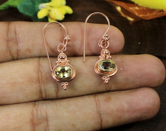 Natural Citrine Earrings, Rose Gold Earrings, Dangle Earrings, Statement Earrings, 925 Silver Earrings, Citrine Jewelry, Engagement Earrings