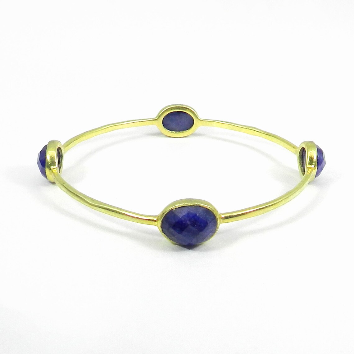 Handmade Lapis Lazuli Gold Plated Gemstone Bangle Bracelet | Etsy
