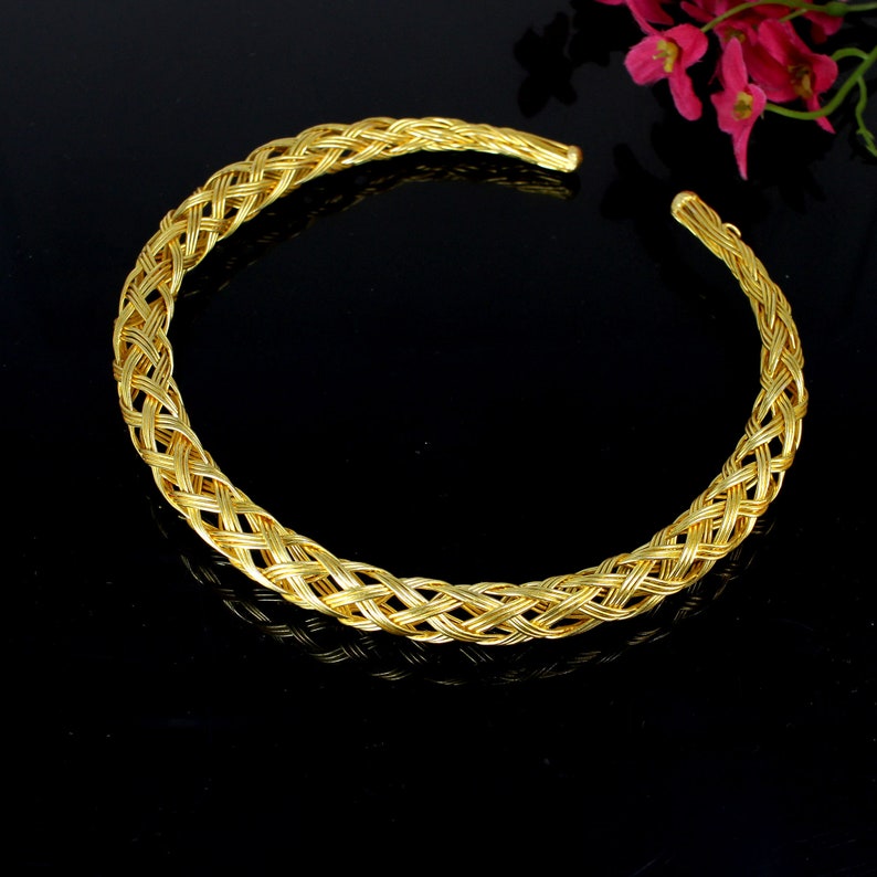 Wire Wrapped Choker Necklace Gold Plated Brass Jewelry Etsy