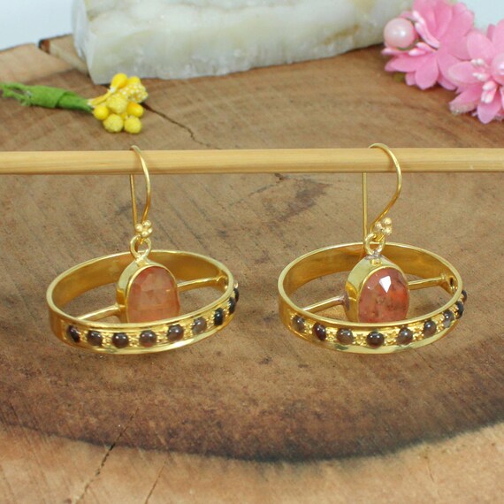 Cherry Quartz Earrings Smoky Quartz Earrings Dangling Etsy