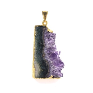 Amethyst Druzy Gemstone Pendant, Electro Plated Pendant, Unique Pendant, Amethyst Pendant Jewelry, Fashionable Pendant, Anniversary Gifts