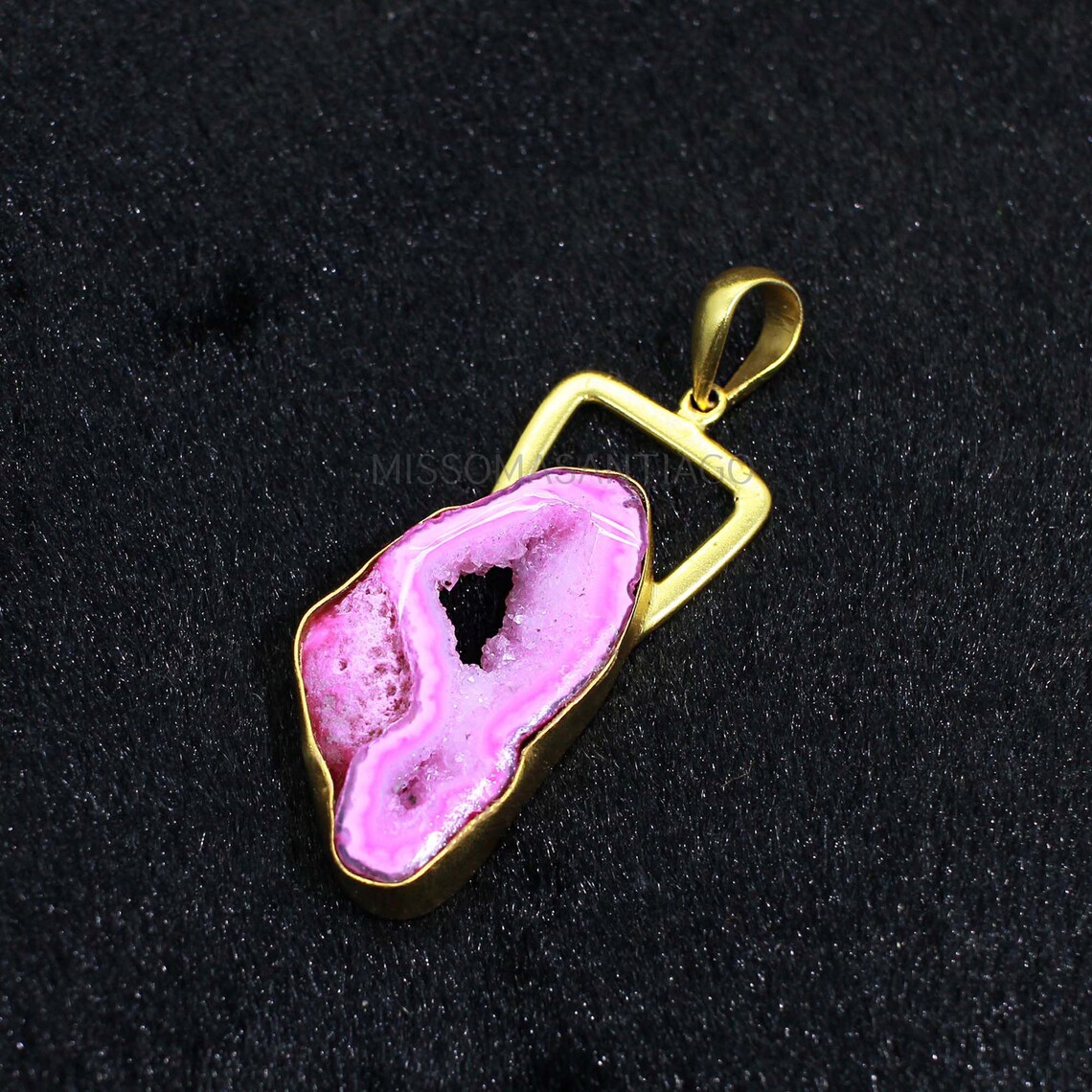 Pink Druzy Gemstone Pendant Handcrafted Pendant Druzy Etsy