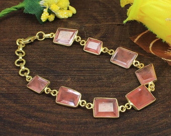 Cherry Crackle Glass Bracelet For Mom Gifts Jewelry