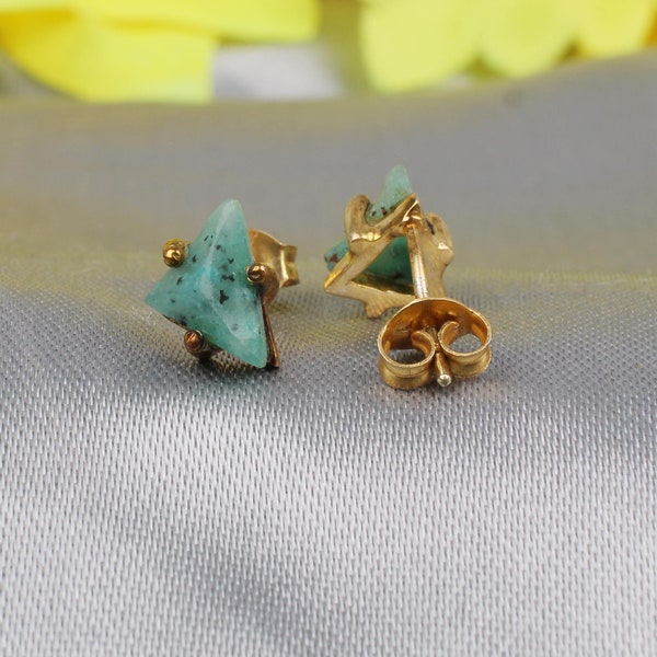 African Turquoise Earrings For Woman, Bridel Earrings, Dainty Studs, Small Cute Earrings