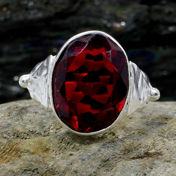 Bague grenat rouge Bague avec pierres précieuses Bague en