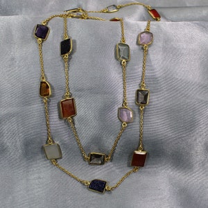 Multi Gemstone Handmade Necklace,Wedding Necklace,Colorful Necklace,Connector Necklace, Stylish Necklace,Brass Necklace,Gold Plated Necklace