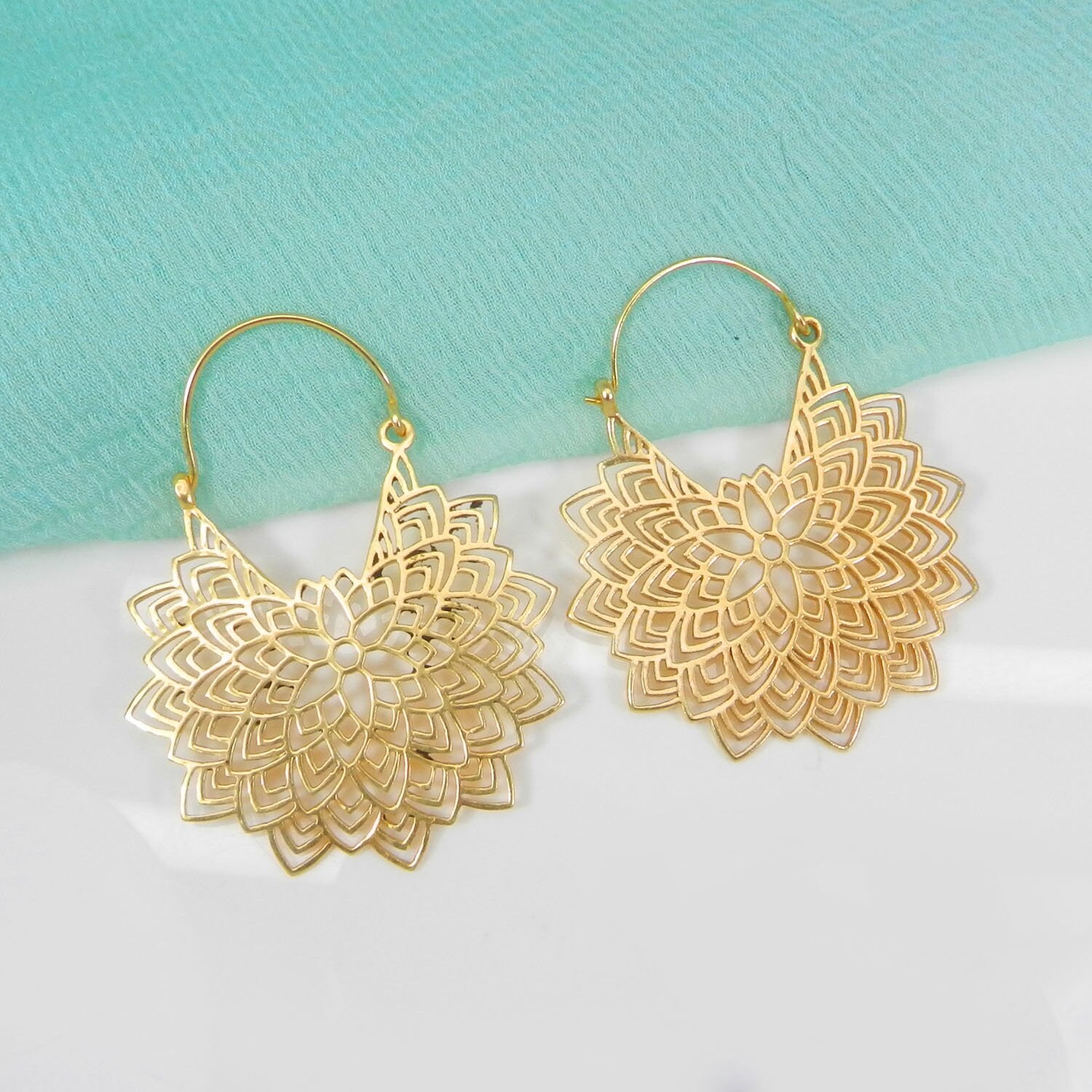 Women Gold Plated Hoops Designer Earrings Filligree - Etsy