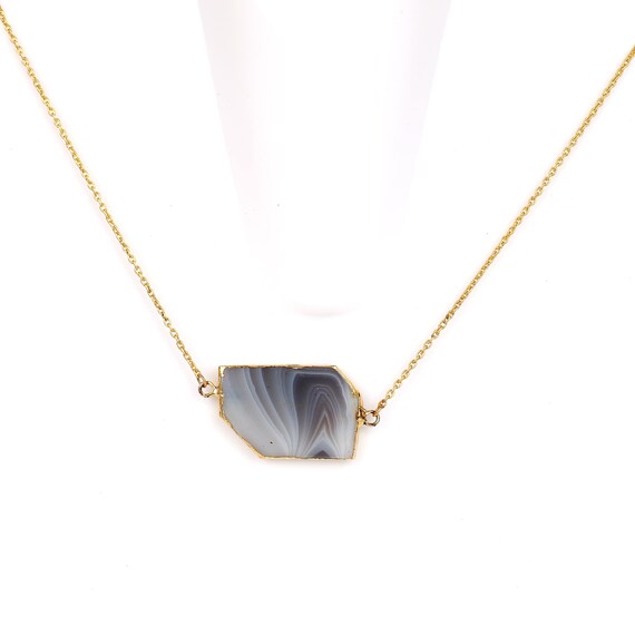 Botswana Agate Necklace Gold Plated 