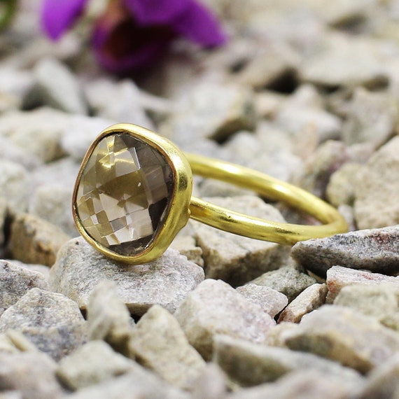 Smoky Quartz Stackable Ring Birthstone Simple Ring Ring for Mom