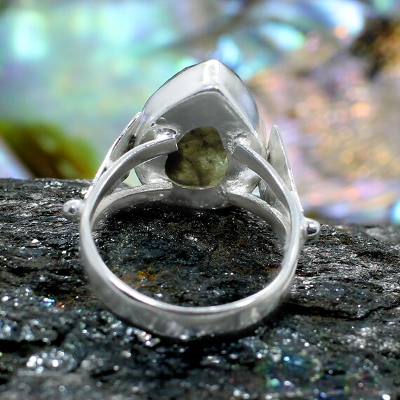 Bague en labradorite poire faite main bijoux en laiton plaqué