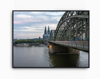 The Hohenzollern Bridge with a view of Cologne Cathedral Premium Poster - | Home Decoration Wall Decoration Art Print Mural | Free shipping