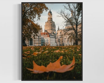 Dresden Frauenkirche in Autumn Premium - Poster | Home Decoration Wall Decoration Art Print Mural | Free shipping