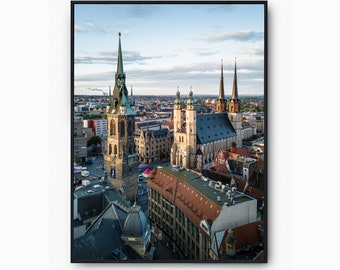 View over Halle (Saale) Premium Poster - | Home Decoration Wall Decoration Art Print Mural | Free shipping