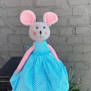 ready-made mouse doll fabric mouse doll handmade plush mouse doll gift doll in a dress doll gift for children baby&#39;s first mouse doll soft