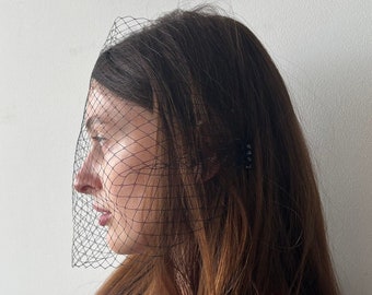 black veil black birdcage veil black veil gothic wedding veil veil black headband bachelorette party french mesh simple wedding veil black