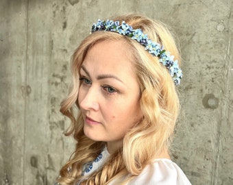 flower crown blue flower crown wedding flower crown bridal flower headband boho wedding flower crown bridesmaids crown weding flower holiday