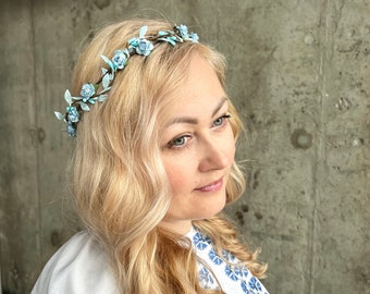 flower crown wedding flower crown blue communion flower crown child flower crown bride's headband bridesmaids crown child christening crown