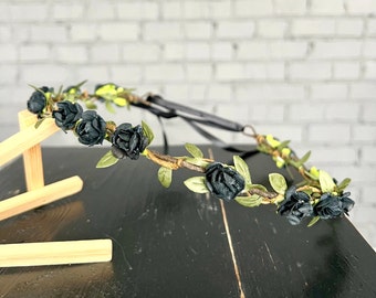 black flower gothic wedding crown bridal crown gothic black party accessory wedding headband gothic wedding crown wedding headband gothic
