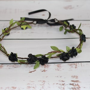 flower crown gothic crown black headband halloween accessory gothic headband black crown delicate flower headband halloween evening crown