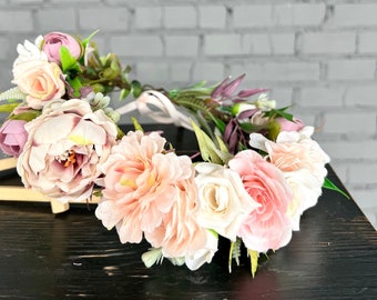 flower crown wedding headpiece flower headpiece colorful bridal flower crown summer flower crown autumn festival crown flower hair crown