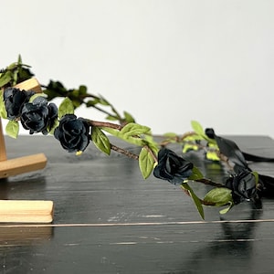 black flower crown dark headband wedding crown gothic accessory flower headpiece halloween evil queen crown crown black for party crown