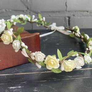 wedding flower white wreath wedding flower ivory headband flower crowns wedding flower headband for mother and daughter flower crown for gir